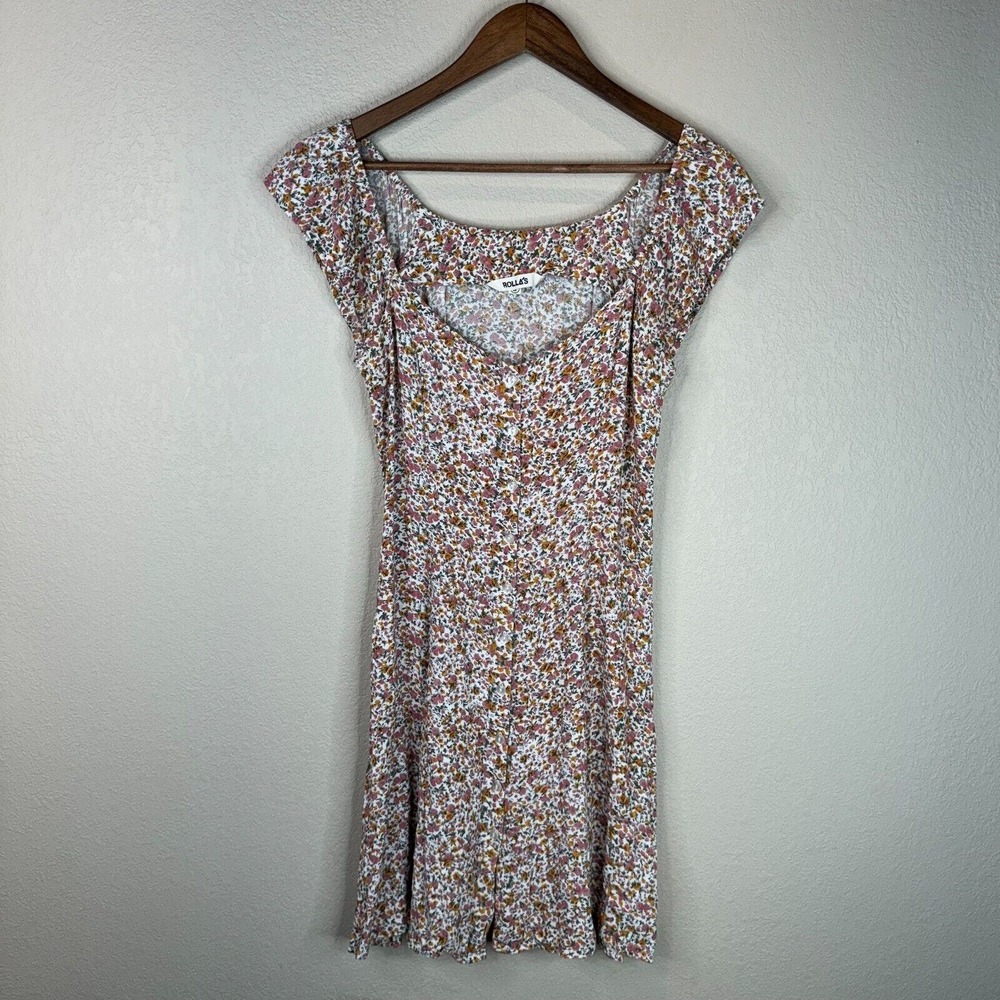 Rolla's Erin Coast Skater Dress Size 10/M Ivory Multi Floral Print Button Front‎